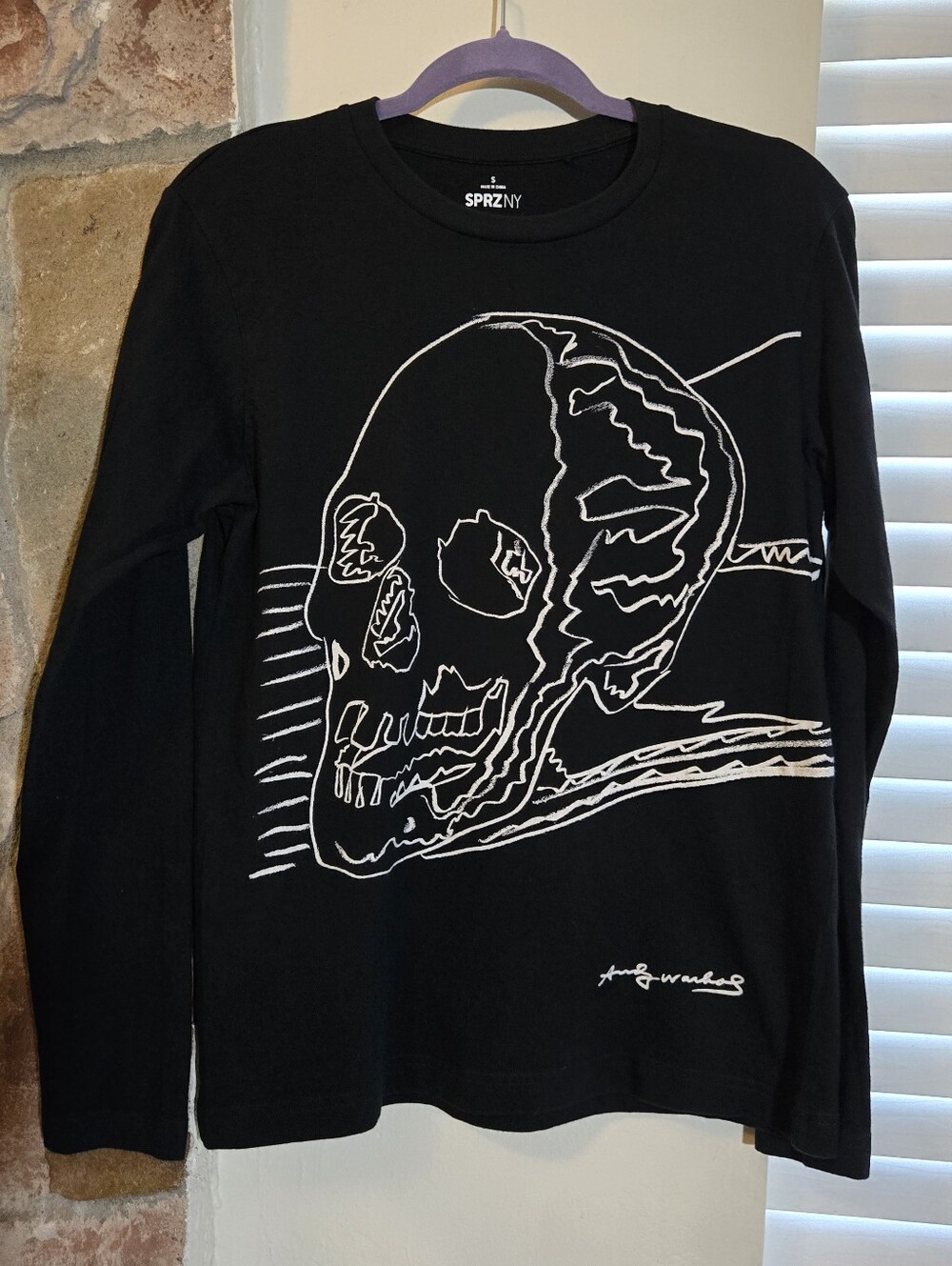 Rare Sprz NY Andy Warhol Skull Black Long Sleeve Tee